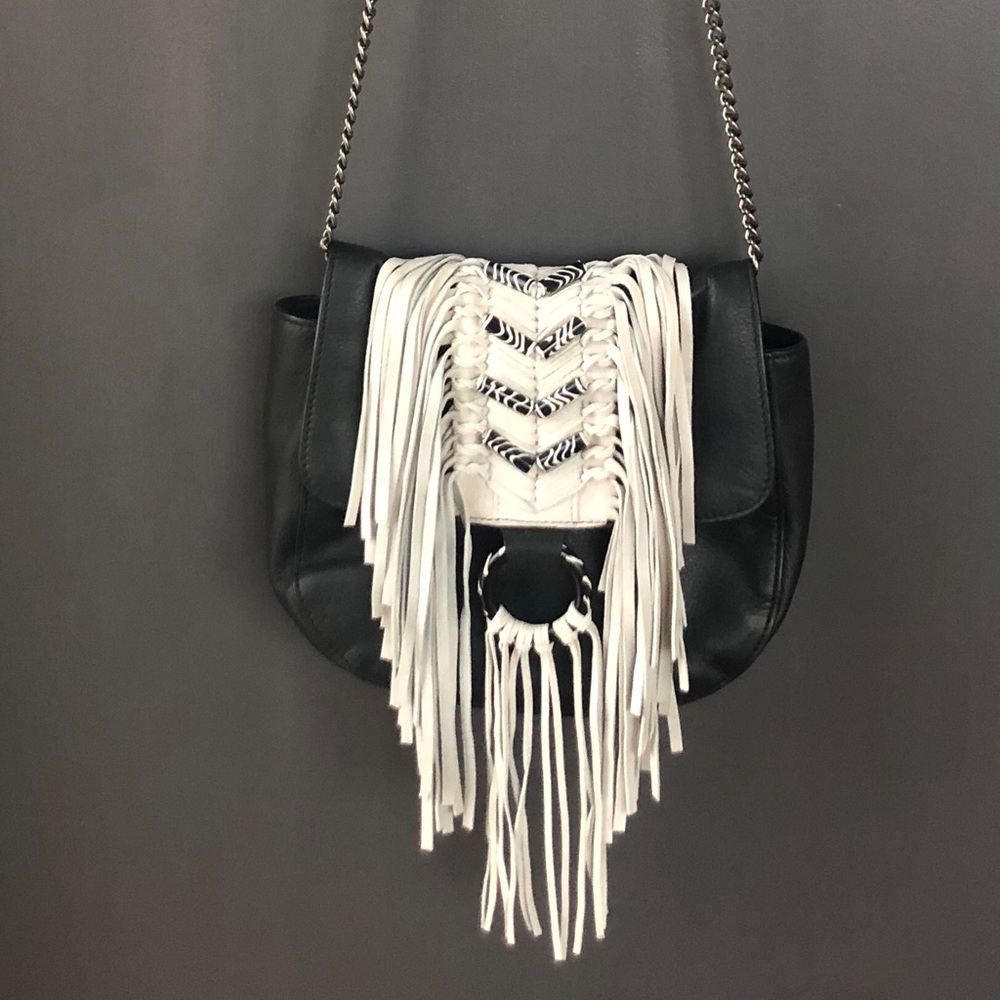 Sam Edelman Black Fringe Leather Crossbody Bag